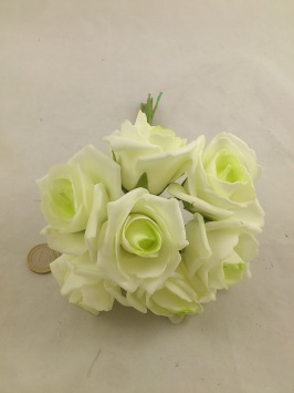 Rose en mousse 6 cm creme lime (6x7 p.)