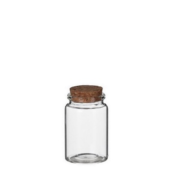 Bouteille en verre avec bouchon en liège H 7.5 cm D 4.5 cm