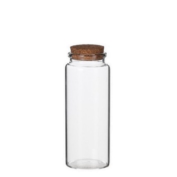 Bouteille en verre avec bouchon en liège H 12.5 cm D 4.5 cm