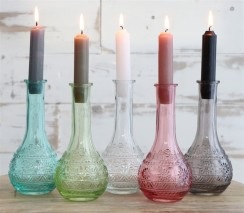 Gekleurde glazen fles rome grijs Ø7,5 h.15,8 cm