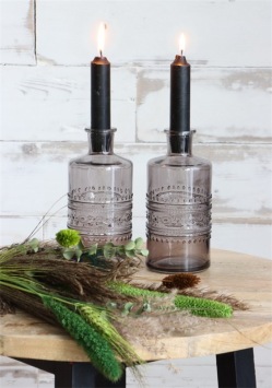 Gekleurde glazen fles porto grijs Ø7,5 h.14,5 cm