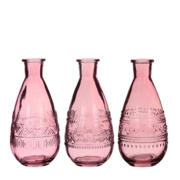 Bouteille en verre coloré rome rose Ø7,5 h.15,8 cm